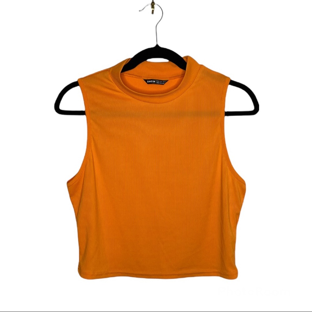 Orange Size XL Shein Ribbed Mock Neck Crop Top
